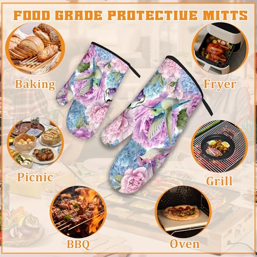 Hummingbird Oven Mitts and Pot Holders Set (4 Count)
