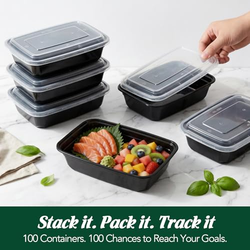 Meal Prep Containers with Lids 32oz 100 Pack (32oz-100pc)