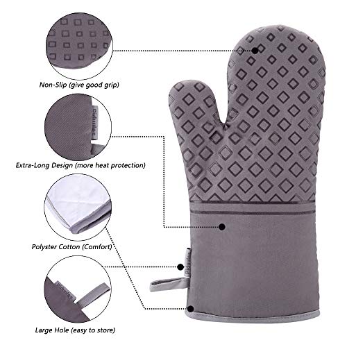 Set of 4 Oven Mitts and Pot Holders (Gray)