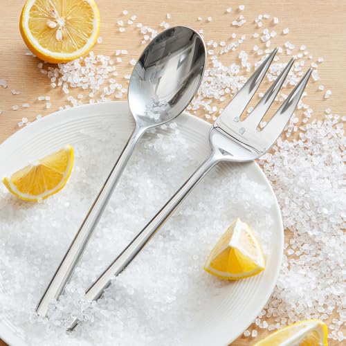 45 Piece Silverware Set with Serving Utensils (45-Piece / Silver)