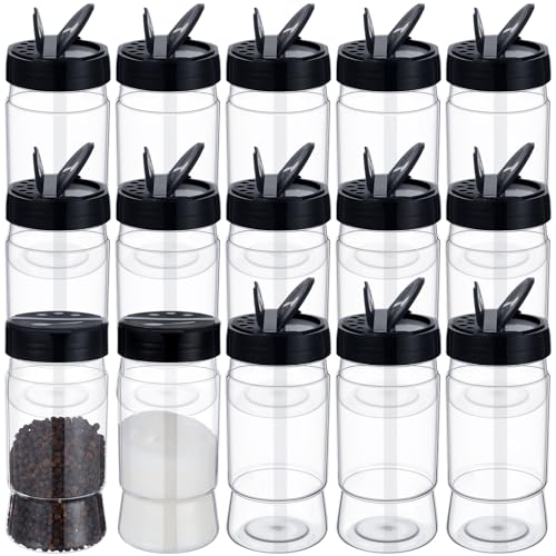10.1 oz 30 Pack Plastic Spice Jars with Shaker Lids Clear Seasoning Containers Spice Bottles for Kitchen Storing Herbs Seasoning Powders