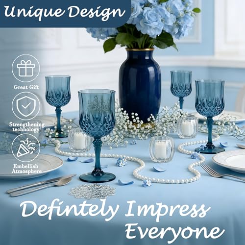 24Pack Plastic Wine Glasses (Navy Blue)
