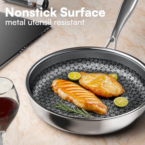Non Stick Frying Pans Set with 3 Lid (Pan + Lid / 8+10+12-inch)