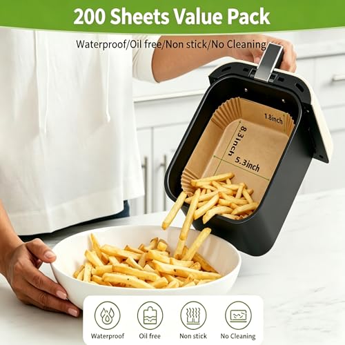 Air Fryer Liners for Bella 4Qt Slim Air Fryer (8.3 Inch Rectangle)