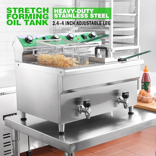 24L 25.4QT Commercial Deep Fryer with 2 Baskets and Lids (24L)