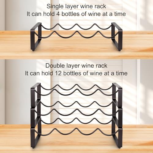 Stackable Wine Rack Countertop (Brown / 3 Tier)