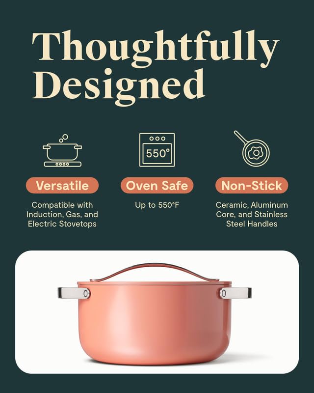 Non Stick Ceramic Dutch Oven Pot with Lid (Perracotta)