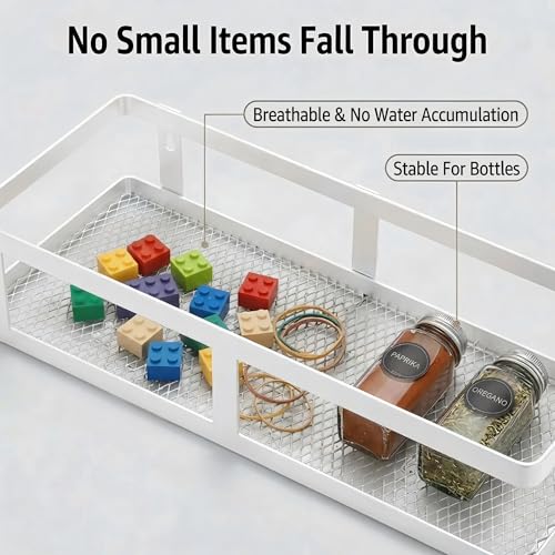2 Pack Minimalist Shower Caddy Wall Mount (White / Minimalist Open (12.6" Wide))