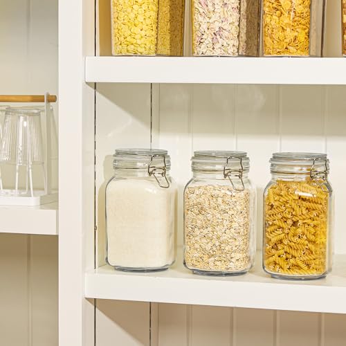 50oz Glass Food Storage Jars with Airtight Clamp Lids (4.5" x 4.5" x 7.9")
