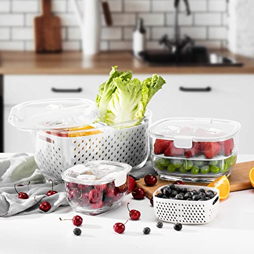 Fresh Produce Vegetable Fruit Storage Containers 3Piece Set (White Clear)