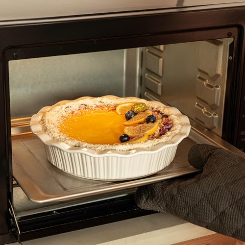 Porcelain Deep Fluted Pie Dish for Baking (White)