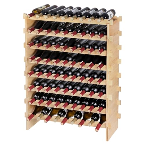 8 Tier 72 Bottles Stackable Modular Wine Rack (Natural Wood Color / 8-Tier 72 Bottles)