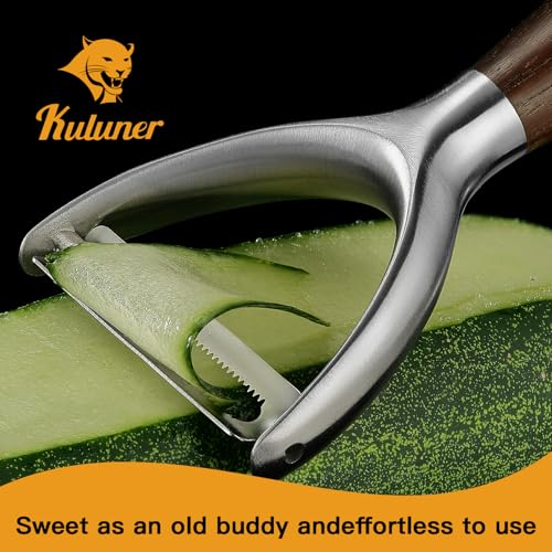 Serrated Blade Premium Y Type 304 Stainless Steel Multifunctional Kitchen Peeler Real Wood Handle Ultra Sharp Blade Vegetable Potato Apple