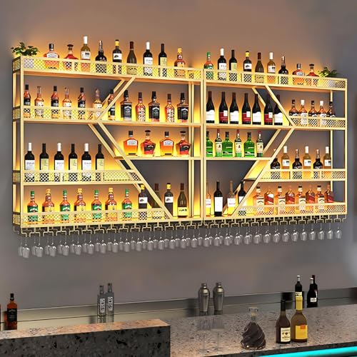 79in Large Wall Mounted Wine Rack (4 Tiers Gold / 79 * 7.87 * 48.5INCH)