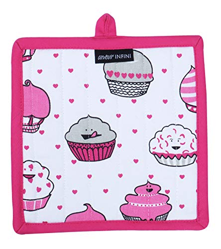 Heat Resistant Pot Holders Set of 3 Nonslip Multipurpose Hot Pads for Cooking and Baking (8x8 inches / Cup Cakes)