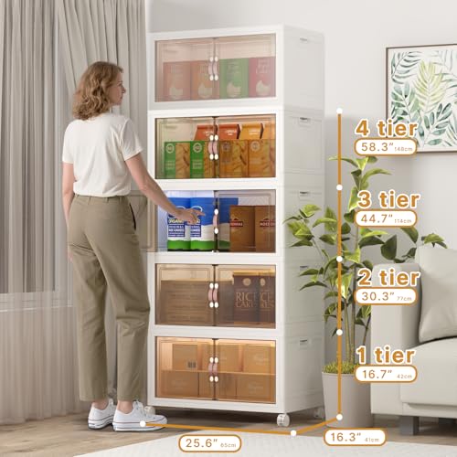 480QT Stackable Storage Bins with Lids (White / 25.6"L)