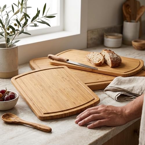 Bamboo Cutting Boards for Kitchen (3-Piece (Brown))