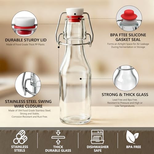 12pack 8.5oz Swing Top Glass Bottles with Airtight Lids for Vanilla (8.5 oz 12 pack)