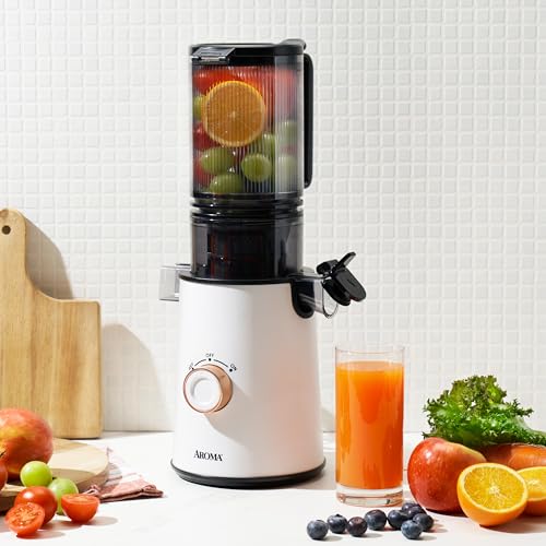 Cold Press Juice Machine Slow Masticating Fruit and Vegetable Juicer for Home with Large 4 (White)