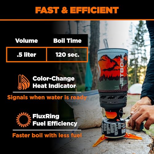 Flash 1.0L Portable Fast Boil Stove for Camping and Backpacking with 1 (Mountainscape / 1 Liter)