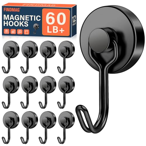 60 LB+ Magnetic Hooks (Black / 0.98in)
