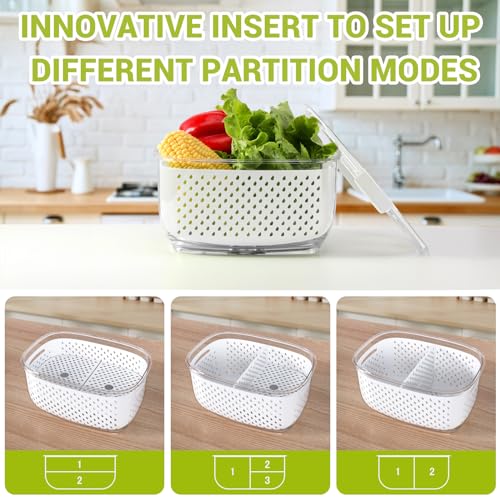 Fresh Produce Vegetable Fruit Storage Containers 3Piece Set (White Clear)