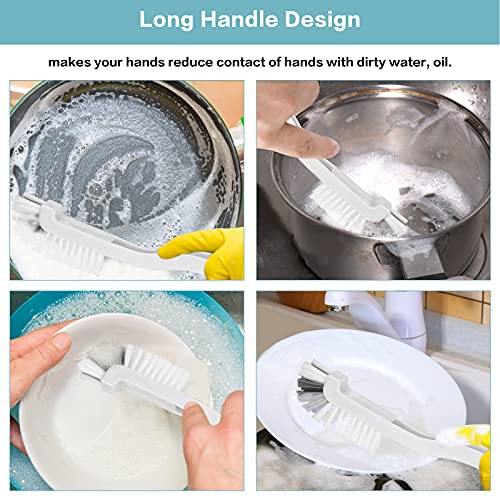 8 Pcs Dish Brush Bottle Bathroom Scrub Brushes Kitchen Cleaning Brush Right Angle Kitchen Brush Sink Household Pot Pan Edge Corners Tile Lines Brush with Stiff Bristles (8 Count)
