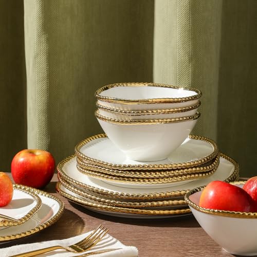 Christian Siriano Akoya Porcelain Dinnerware Set (White / 12-Piece - Service for 4)