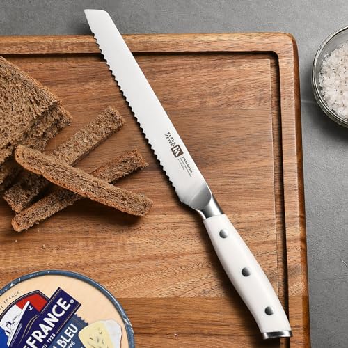 Stahl 8 Piece German Steel Kitchen Knife Block Set (White)