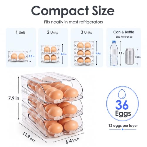 36 Egg Holder for Fridge with Silicone Bumpers
