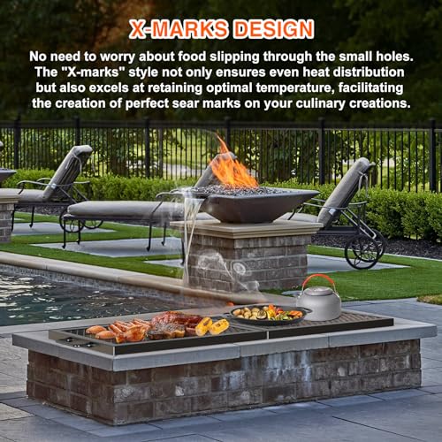 Foldable Rectangular Heavy‑Duty Steel Fire Pit Cooking Grate (40 inch)