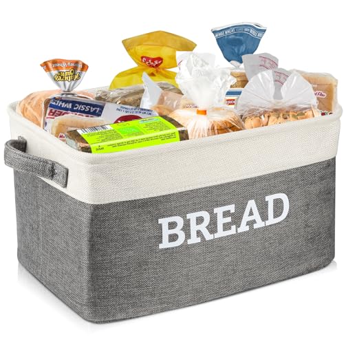 Bread Storage Basket for Kitchen (White & Grey)
