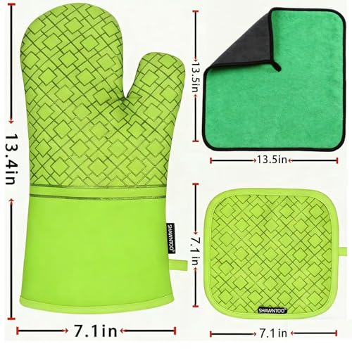 Oven Mitts and Pot Holders Sets 6pcs (Meadow Green)