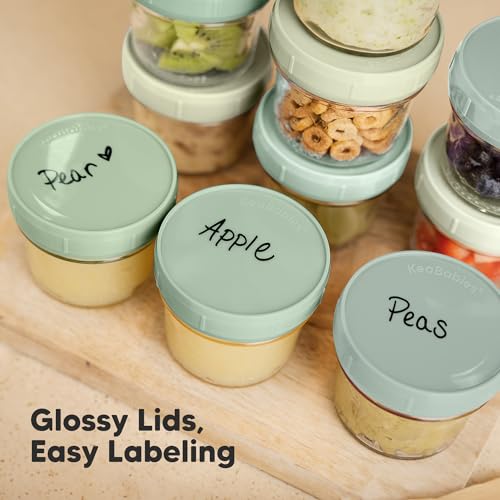 6pk 4oz Glass Baby Food Containers with Lids (6-pk 4 Ounce / Sage)