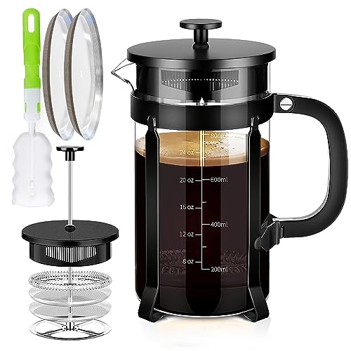 French Press Coffee Maker 304 Stainless Steel Coffee Press (Black / 34 oz)