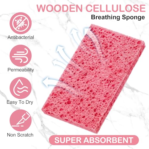 100 Pcs Sponges Bulk Sponges Kitchen Compressed Sponge (Pink)