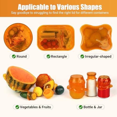 Silicone Stretch Lids for Food Storage in Fridge (6 Pcs Orange)