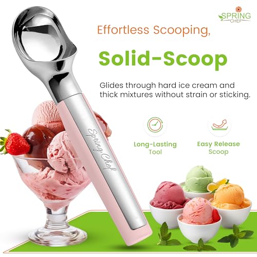 Heavy Duty Metal Ice Cream Scoop with Soft Grip Handle (Pink Lemonade)
