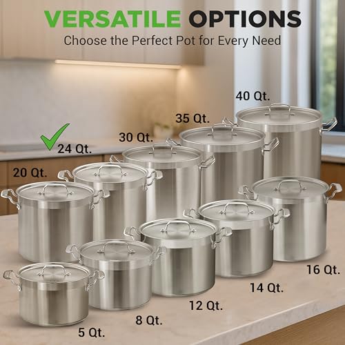 Stainless Steel Stock Pot with Lid (Stainless Steel / 24 Quarts)