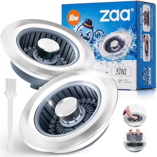 3 in 1 Kitchen Sink Stopper Strainer Basket Pop (Silver)