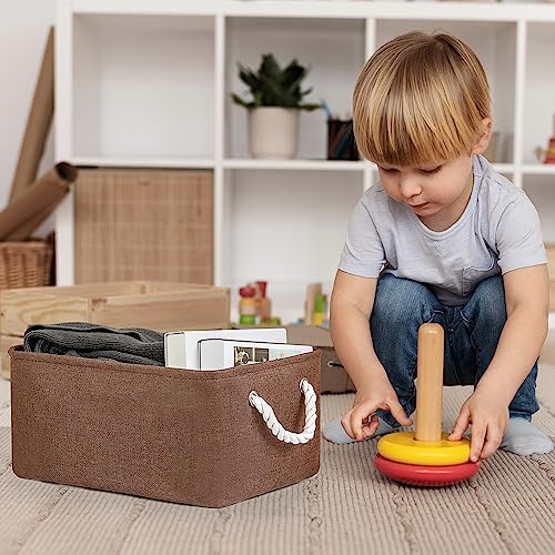 WarmHome Fabric Storage Bin Shelf Basket for Home (Brown / 3PCS/Medium -13.8Lx9.8Wx6.7H)