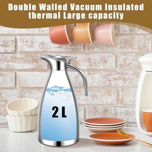 2 Pcs 68oz Thermal Coffee Carafe for Keeping Hot (Black, Silver)