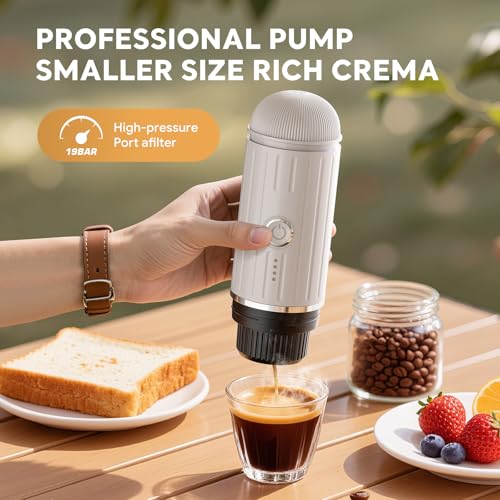 Portable Electric Espresso Coffee Maker for Ground Coffee & NS Capsule Espresso Machine Fast Self (2218-WHITE)