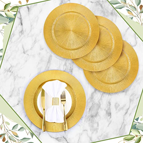 100 Pcs Glitter Gold Charger Plates Bulk (Modern Style / Gold)