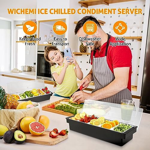 Ice Chilled Condiment Caddy with 5 Removable Trays and Lids (5 Compartment)