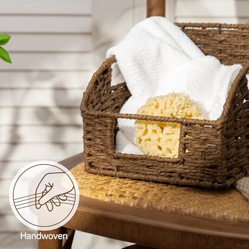 Pantry Storage Baskets (Dark Brown(Paper Rope) / 17"L x 11"W x 7½"H + 2x 7½"L x 9½"W x 6¾"H)