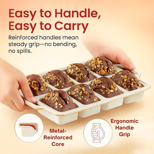Silicone Mini Loaf Pans for Baking (Cream / Mini ( 8 Cups Pan, Pack of 2))