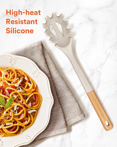Silicone Pasta Fork and Cooking Spoon Set