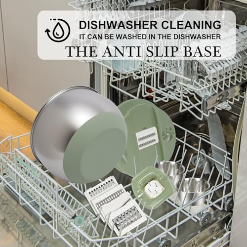 Stainless Steel Salad Spinner Large 5.3Qt (Green&Silver-accessory)