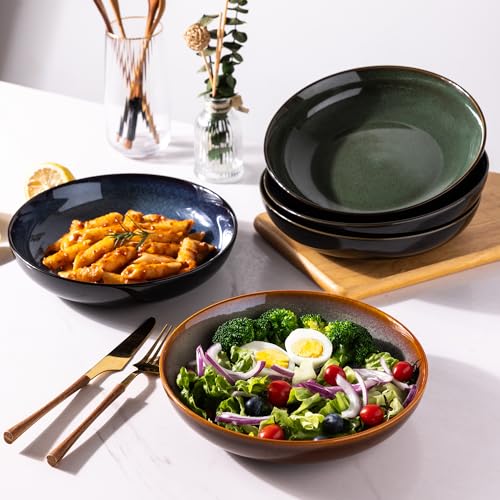9.0" Ceramic Pasta Bowls Set of 6 (Set of 6 / Colorful)